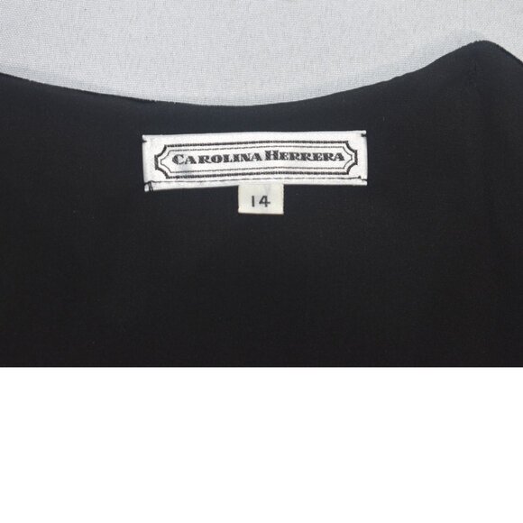 Carolina Herrera Black Velvet Ivory Satin Evening Gown Dress Long Sleeves 14 - Picture 4 of 8